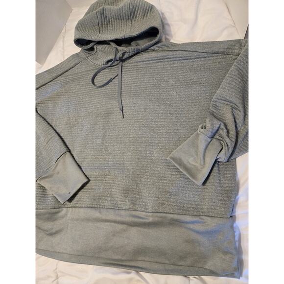 Nike Dri-fit Womens Sweatshirt Hoodie Sz XL Gray Black Rib Back Logo Workout - Picture 2 of 7